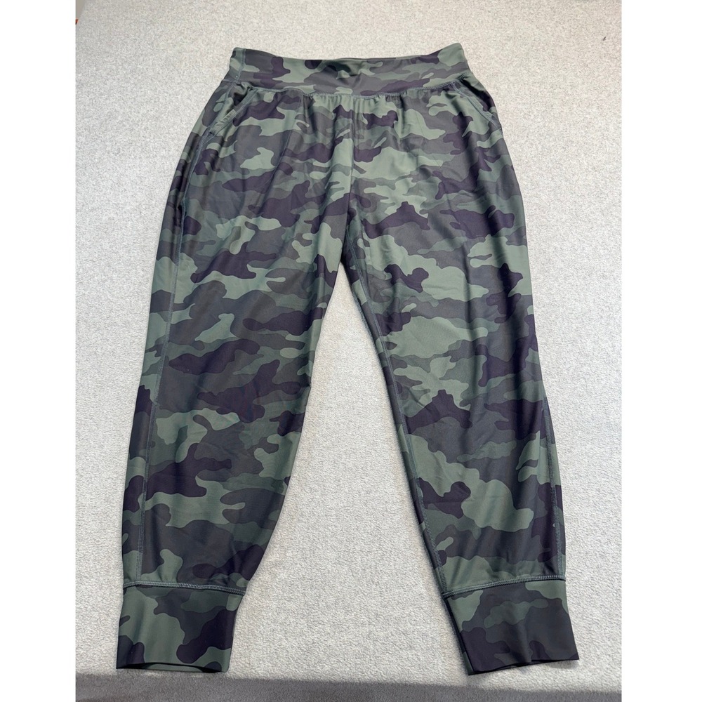 Old Navy Powersoft Jogger Womens XL Green Camo High Rise Go-Dry Activewear Pants